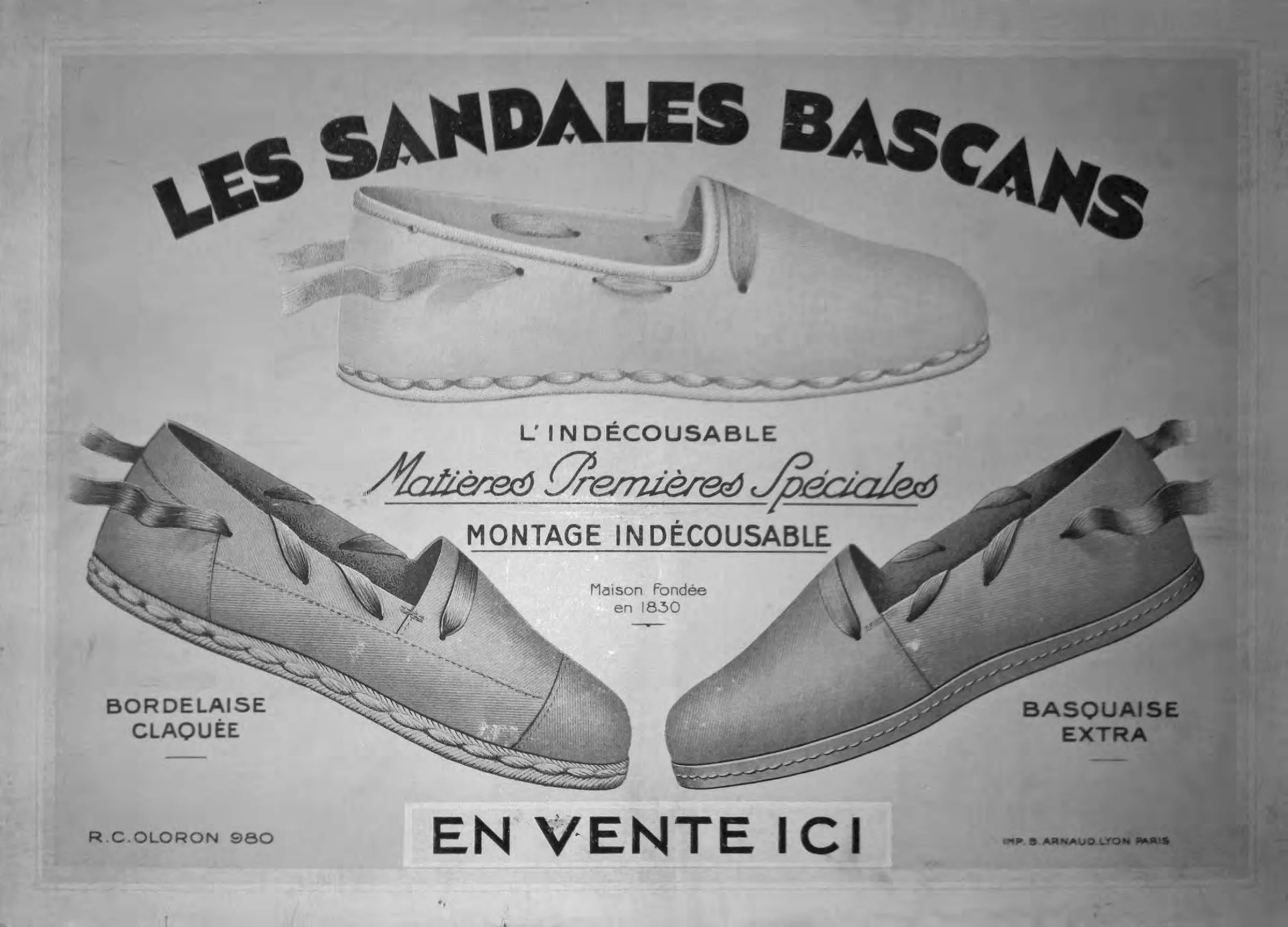 Affiche vintage des sandales Bascans
