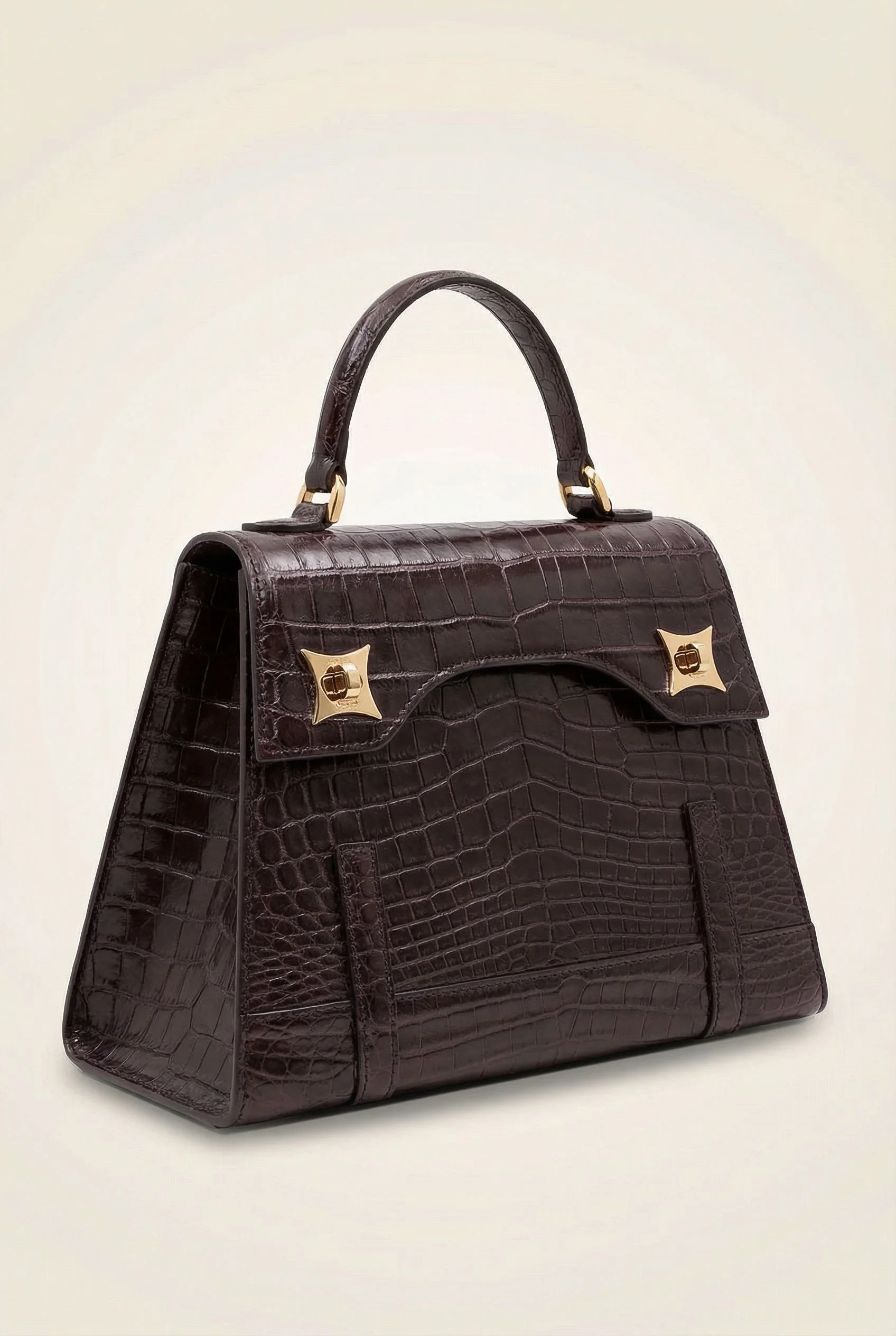 Sac Amandine Crocodile Chocolat GM