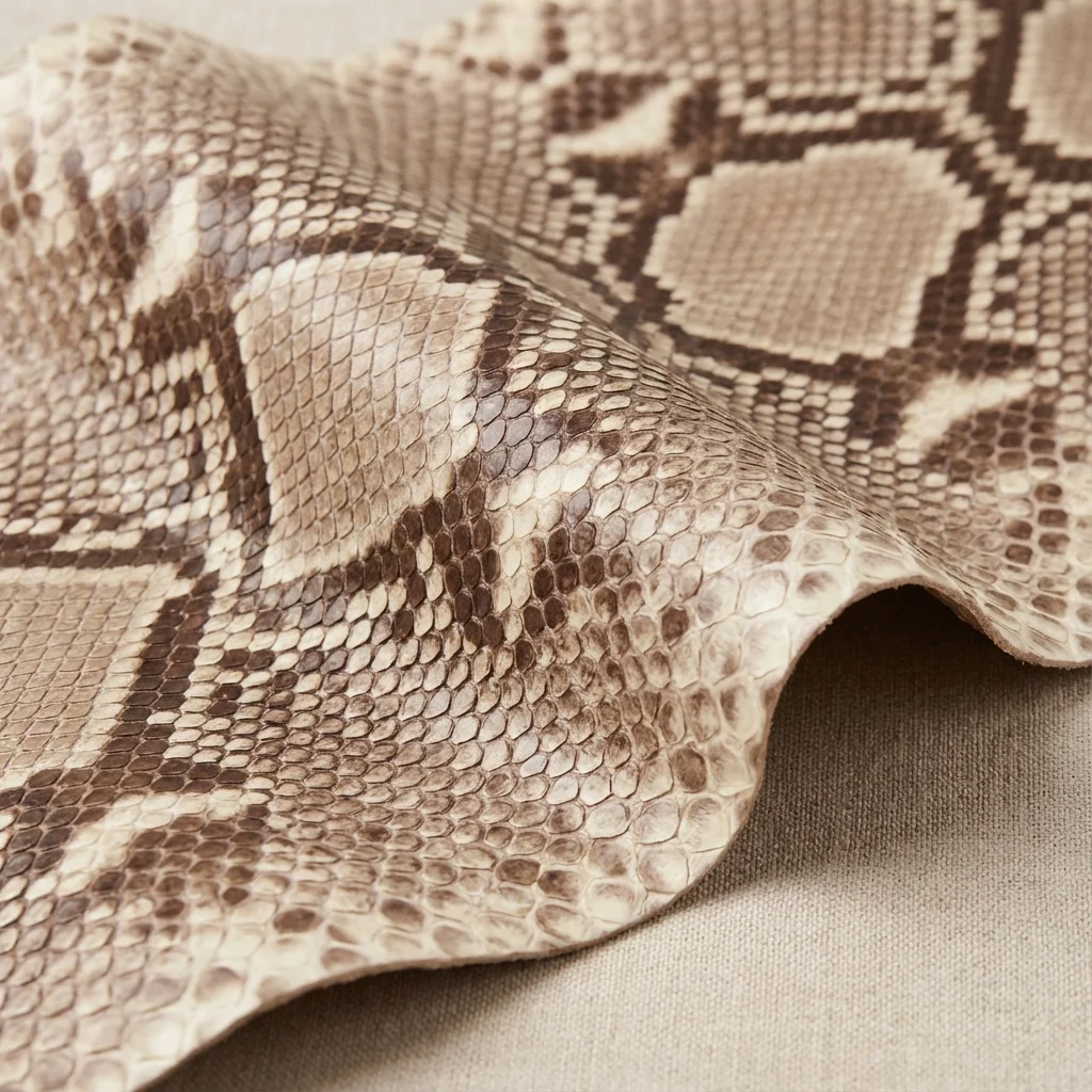Cuir de python aux motifs hypnotiques